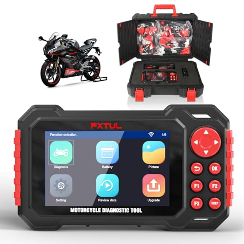 M7 Appareil de diagnostic pour moto ABS spécial OBD-2 et lecteur de code, scan automatique et détection immédiate VIN pour Honda Kawasaki Yamaha Harley 70+ marques, 100 fonctions d'entretien, lecture