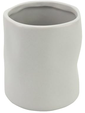 Jean & Len Bicchiere per spazzolini da denti in robusta ceramica, ideale anche per pennelli da trucco o come portapenne, design minimalista in delicata tonalità beige, 8,3 x 10 cm