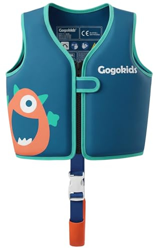 Gogokids Giubbotto di salvataggio per bambini, 15-30 kg, certificato EN 13138-1, gilet in neoprene ultra morbido con cintura regolabile per nuoto, sport acquatici, piscina e spiaggia