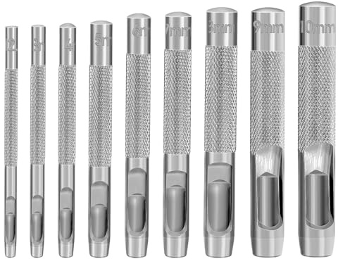 9 st rund stansare läder stansare 2,5-10 mm stansverktyg set stål stansning ihåliga stansar set för läderklockband bälten skor väskor jackor