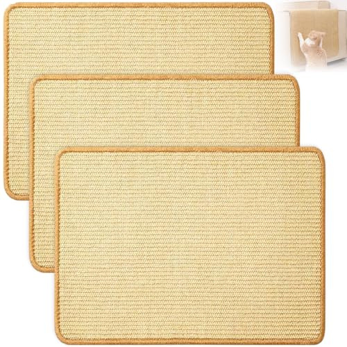 3 Alfombra Rascador Gatos Sisal Natural, Alfombrilla Sisal Rascadora Conejos Antideslizante 30x60cm, Juguetes Tela Rascadoras Conejo Rascador Gato Paredes para Proteger Sofá Muebles Puertas