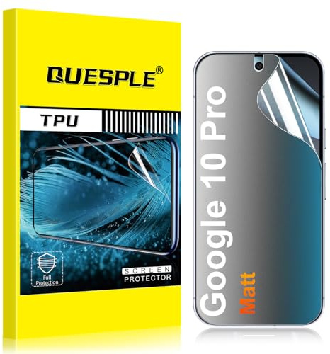 QUESPLE [3 Stück] Matt Schutzfolie für Google Pixel 10 Pro 5G, Anti-Fingerabdruck, Blendschutz Matte Weich TPU Folie, Ultra-Klar Fingerabdruck-ID Unterstützen Displayschutzfolie