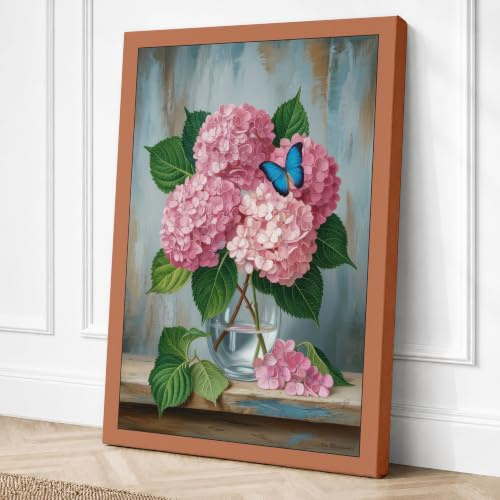 Pink Hydrangeas with Canvas Wall Art Print 18x12 Inch | Ready to Hang, Gallery Wrapped, Fade-Resistant Inks, Securely Packaged, UK Made