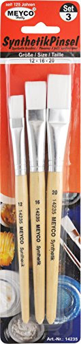 Meyco Pennelli sintetici in set da 3 pezzi, misura 12-16-20