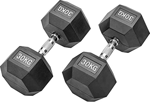 Bad Company Gummierte Hexagon Studio Hanteln schwarz I Kurzhanteln gummiert für Aerobic, Gymnastik und Fitness