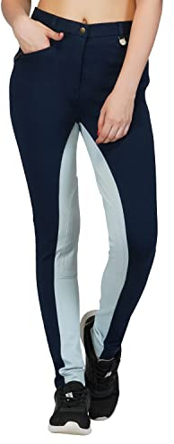 William Hunter Equestrian Pantalones de Señora Jodhpurs para Montar a Caballo, Elásticos, Suaves, Todas Las Tallas y Colores - ES 38/71 cm, Azul Marino/Azul Pastel