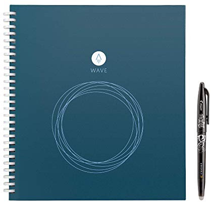 Rocketbook Wave smarter wiederverwendbarer Notebook − Standard / Größe - lade Notizen mit der iOS-/Android-App hoch, leere dann alle Seiten in der Mikrowelle und starte neu