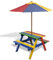 vidaXL Table et Bancs de Pique-Nique avec Parasol pour Enfants Meubles Camping
