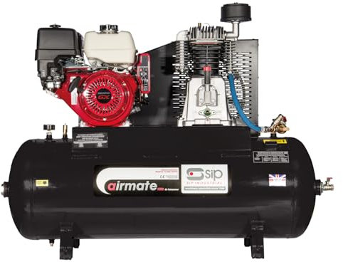 SIP Airmate ISHP11/150 Industrial Petrol Belt-Driven Air Compressor, Powered by Honda™ GX340 340cc, 150L, 150psi / 10.3 Bar 35CFM