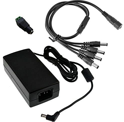 BW 12V 5A 60W DC Power Supply with a 4 Way CCTV Power Splitter Cable for CCTV Cameras,LED Srip Light (Alternative Power Supply, Power Cord not Included）