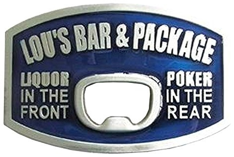 eeddoo® Gürtelschnalle - Lou's Bar Flaschenöffner blau (Buckle für Wechselgürtel für Damen und Herren | Belt Frauen Männer Oldschool Rockabilly Metall Gothic Wave Rock Biker Western Trucker Bier)