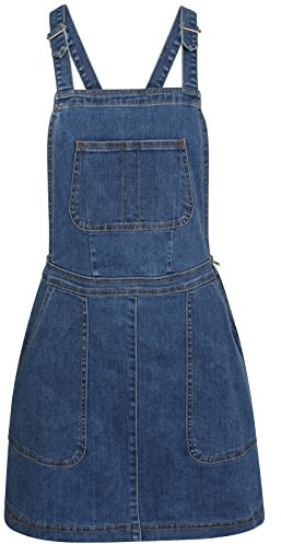 ttc Womens Ladies Denim Dungaree Skirt Stretch Dungaree Pinafore Holly(8)