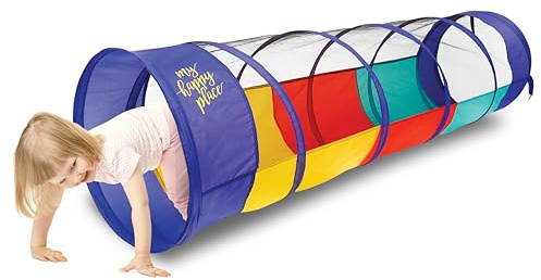 Kiddey Play Tunnel for Kids | Crawl Tunnels with See Through Sides | Outdoor & Indoor Multicolored Tent for Dogs, Toddlers, and Babies | Pop Up Baby Crawling Backyard Tunnel | Balls NOT Included