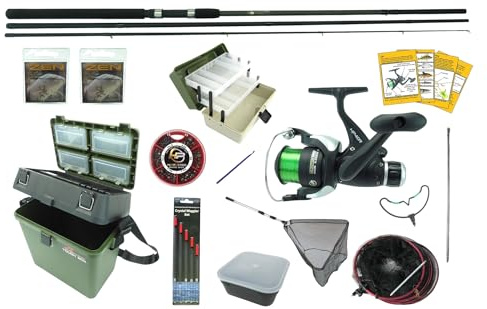 Hunter Pro 11 ft Carbon Coarse Float Fishing Kit: 3 Piece Match Rod and HP40R Reel with Tough Box Seat Box and Full Tackle Set