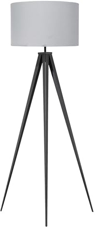 Beliani Lámpara de pie poli algodón gris 156 cm patas negras trípode con pantalla estilo moderno Stiletto