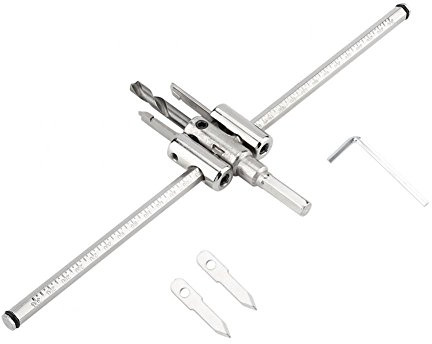 Kreisschneider Holz Verstellbar 30-300mm Lochsäge Silber Einstellbare Lochsäge Metall Holz Kreis Lochschneider Säge Bohrer Kit DIY Kreisschneider Metall