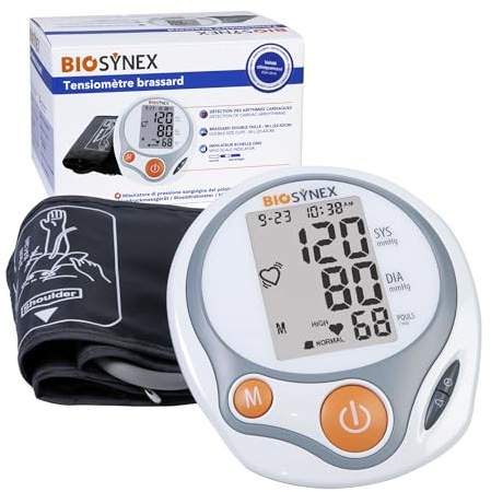 BIOSYNEX - Tensiomètre Brassard Électronique - Mesure la Tension Artérielle et la Fréquence Cardiaque - Détection Arythmie - Hypertension - Validé Cliniquement (Brassard)