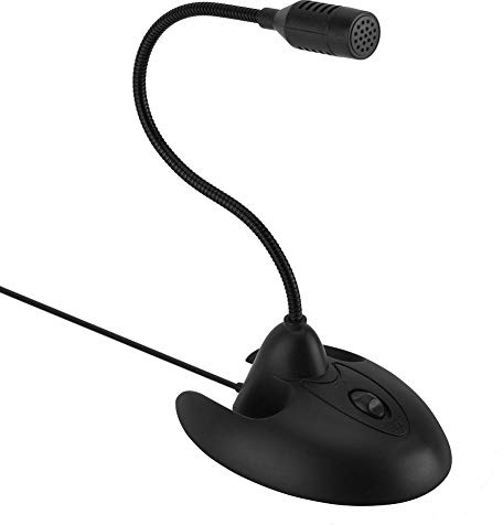 Diyeeni Flexibel Dekstop Mikrofon, Standmikrofon 3,5mm PC-Tischmikrofon Plug & Play Mikrofon für Büro/Home Office/Podcasts, Hohe Klangqualität