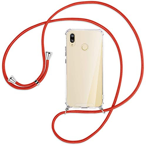 mtb more energy Handykette kompatibel mit Huawei P20 Lite (5.84'') - rot - Smartphone Hülle zum Umhängen - Anti Shock Full TPU Case