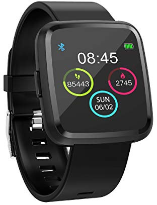 runR III Smartwatch Fitness Tracker HD-Farbbildschirm Fitness Armband Uhr mit Pulsmesser, Schlafmonitor, Sportuhr, Schrittzähler für Android und iOS, Sport, schwarz