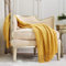 CREVENT - Manta Decorativa Tejida para el sofá, la Silla, la Cama o para Viajes, cálida, Ligera, Suave y cómoda, para Todas Las Estaciones, (127 X 152 cm, Color Amarillo Mostaza)