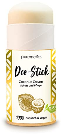 puremetics Zero Waste Deo-Stick „Cocos-Creme“ Bio | 100% natürlich, vegan & plastikfrei | Deodorant | Bio-zertifiziert | organic | festes Deo | Deostift Deo Stift | ohne Plastik