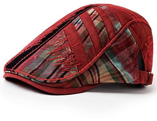 PORSYOND Schirmmütze Kappe aus Baumwolle Unisex Mütze Stickerei Damen Herren Schiebermütze Sportmütze Newsboy Flatcap Berett Cap Cabbie Cap (Z-Burgund)