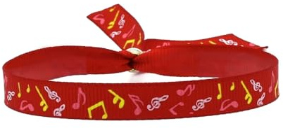 BDM Pulsera de hombre y mujer de tela negra con notas musicales. Pulsera musical, ajustable a distintas medidas.