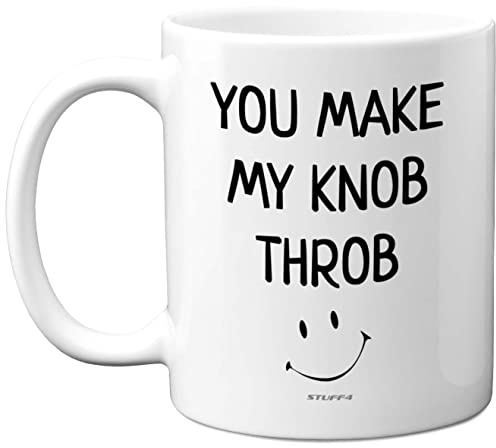Stuff4 Valentines Girlfriend, You Make My Knob Throb Valentine Mug Cup | Birthday Presents for Wife or Husband Boyfriend, Funny Gift Anniversary Mug for Her, 11oz Ceramic Dishwasher Safe