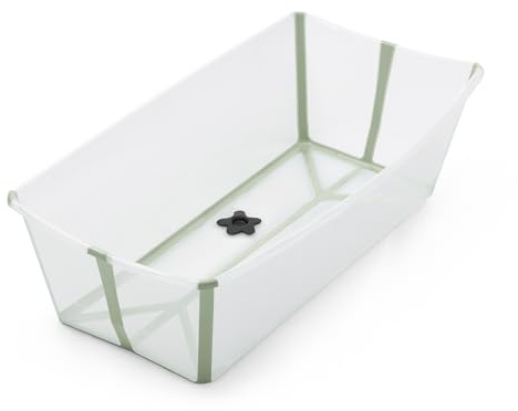 STOKKE® Flexi Bath® XL - Bañera grande para bebés, párvulos y niños - Extremadamente ligera y plegable - Color: verde transparente