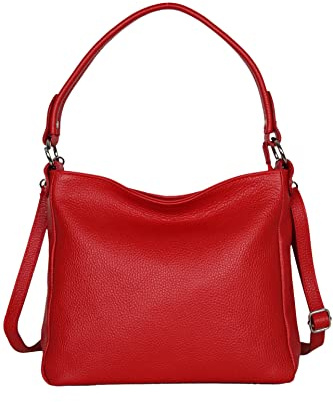 AMBRA Moda GL35 - Damen Handtasche Schultertasche Umhängetasche aus genarbtem Rindsleder