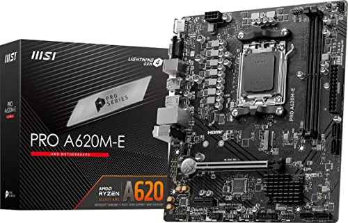 MSI Motherboard PRO A620M-E Ryzen 7000 Series (AM5) Compatible A620 Chipset 4K60Hz DDR5 OC Compatible Micro-ATX MB6161