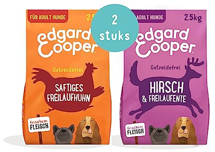 Edgard & Cooper natürliches Premium Trockenfutter für Adult Hunde Huhn, 2.5 kg + Edgard & Cooper natürliches Premium Trockenfutter für Adult Hunde Hirsch & Ente, 2.5 kg - getreidefrei und proteinreich