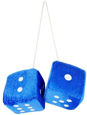 2 Stück Plüsch Würfel Anhänger, 7cm Hängewürfel Auto Spiegel Anhänger Car Hanging Furry Dice Charm Auto Rückspiegel Plüsch Würfel mit Punkten Lustige Anhänger für Auto Innenspiegel Anhänger Ornament