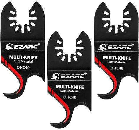 EZARC Multitool Sägeblätter Multi-Messer Hakenmesserklinge 3pcs zum Schneiden für weiche Materialien, Dachschindeln, PVC-Teppich und Pappe