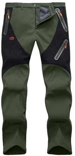 HFDWYJ Skihose Thermohose Herren Winter wasserdichte Hose Herren Wanderhose Outdoorhose Softshellhose Mit Fleece Winterhose Männer Warm Skihose Trekkinghose Regenhose Fahrradhose Herren Lang