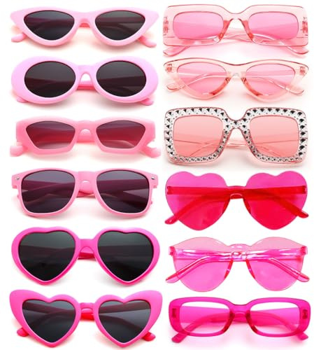 Dwenarry Party Sonnenbrille Set Sonnenbrillen Pack Für Damen Vintage Brille Retro 90er Party Brillen Für Karneval/Fasching 8/12 Stücke