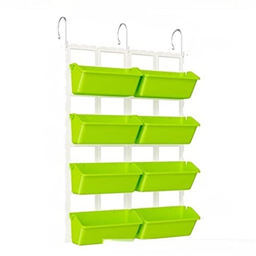 PRUJOY 8 Taschen Balkon Gemüsetopf Hängeregal Gemüse Erdbeere Vertikaler dreidimensionaler Pflanztopf Mehrschichtiges Kombinationsgeländer (Green)