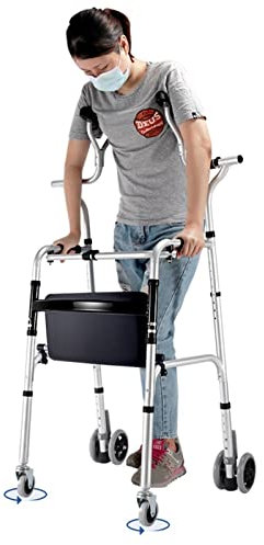 Joyfitness Klappbarer Gehhilfe für Senioren, Gehbock für Senioren,höhenverstellbarer Stehgehhilfe, Stehgehhilfe mit abnehmbarem Sitz, Rollgehhilfe für Erwachsene mit bariatrischer Behinderung