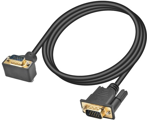 Maxhood VGA Cable Male to Male 5ft, 90 Degree VGA Cable Up Angle 15 Pin Male to Male Monitor Cable Support 1080P for Computer PC Laptops TV Projectors