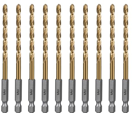 SALI Set di 10 punte per trapano HSS, codolo esagonale, punte per trapano rapido, Ø 4,8 mm, ricambio rapido, attacco esagonale da 1/4, punta elicoidale per legno, plastica, alluminio