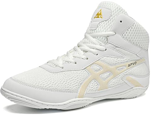 PENXZT Zapatos de Boxeo para Hombres Zapatos de Lucha Libre Respirable Antideslizante Zapatos de Lucha en Cuclillas para Mujer Juvenil Lucha Boxeo Wrestling,White a,44 EU