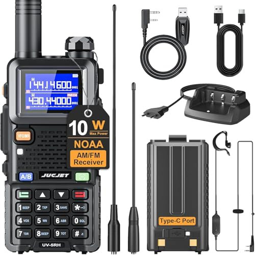 JUCJET UV-5RH Walkie Talkies Neuartiges Hochleistungs, Reichweite mit 2500mAh Akku, 999 Kanäle, High-Gain-Antenne, Taschenlampe, USB-Ladestation, für Abenteuer, Outdoor, Camping, Familie(1 Stück)