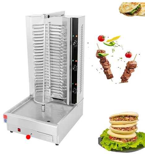 BDJSN Máquina Comercial Shawarma Doner Kebab, Parrilla Vertical De Rotación Automática De 360° con 3 Controles Independientes, Máquina De Carne Gyro BBQ para Shawarma, Asador De Pollo, Pato Asado