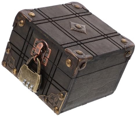 HOMOCONO Vintage Schmuckbox Mit Dreistelligem Zahlenschloss Multifunktionale Aufbewahrungsbox Für Schmuck Spielzeuge Rustikale Dekoration Für Zuhause