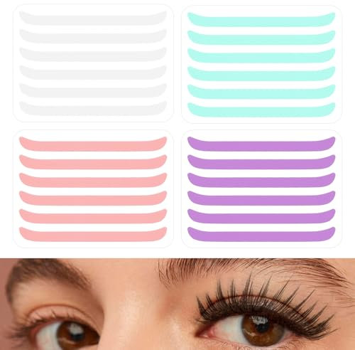 oruola 48pcs Lash Lift Ribbon,Lash Lift Pads,Reusable Eyelid Lift Strips,Eyelash Lifting Compensator,Beauty Tool for Eyelashes Lifting,Soft Silicone Eyelash Lift Kit for Eye Lashes Perming(4 Colors)