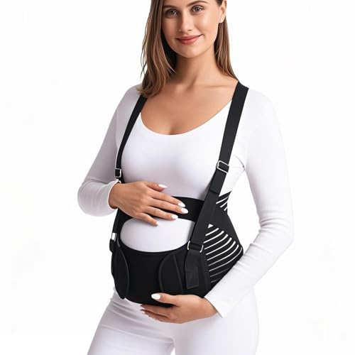 DOEOMK 5-in-1 Bauchgurt Schwangerschaft, Schwangerschaftsgurt, Stützgurt | Pregnancy Belt, Bauchband Schwangerschaft, Schwangerschaftsgürtel, Beckengurt mit verstellbaren Trägern für Bauch & Rücken