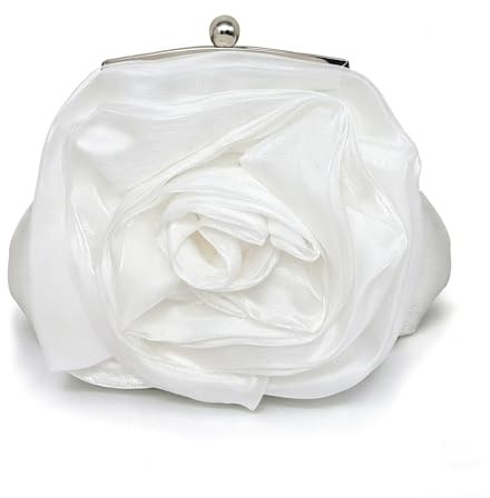 Pahajim kuvertväska aftonväska damer satin blommor brudväska elegant axelväska väska liten handväska för bröllop fest dejt, Vit, 22x17x3 cm, Clutch