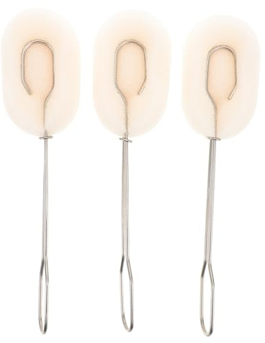 EXQUIMEUBLE 3pcs Replaceable Sponge Cup Brush Head Washing up Brushes for Bottle Cup Pot Long Stainless Steel Handle Easy to Use Store