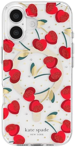 Kate Spade New York iPhone 17 Case - Compatible with MagSafe - Designer Phone Case - Cherry Dot Gems